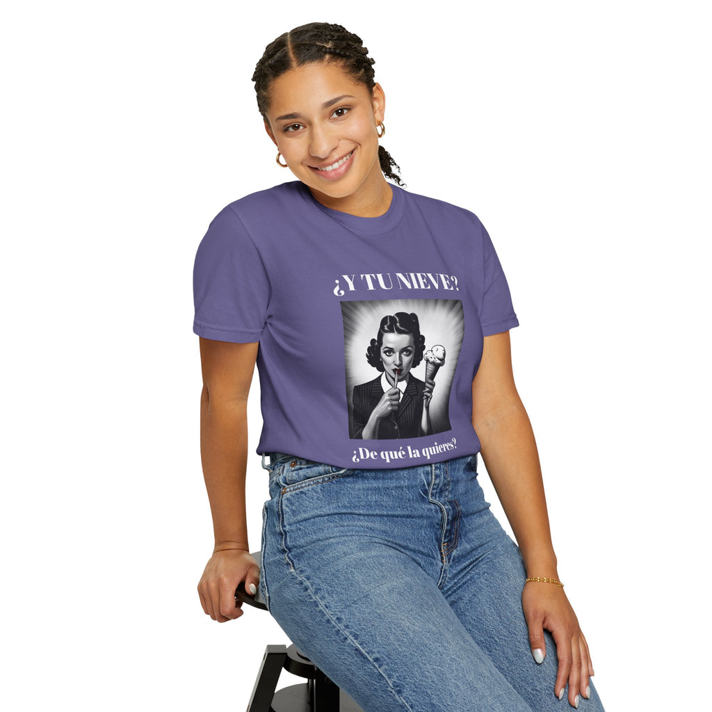 Funny Women's T-Shirt, Cute Shirt, Sarcastic Quote Top, Novelty Shirt, Humorous Clothing.¿Y tu nieve...?