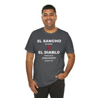 Funny T-shirt,Mexican Humor Shirt,Sarcastic Tee for Men,Latino Style T-shirt. 'El sancho es como el diablo'