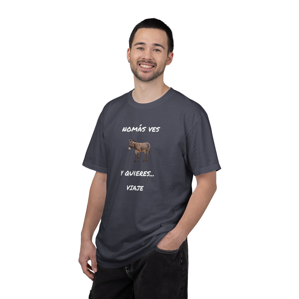 Humorous Mexican Pride T-Shirt, Latino Tee,Funny Mexican T shirt. 'Nomás ves burro  y quieres ...Viaje'