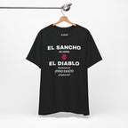 Funny T-shirt,Mexican Humor Shirt,Sarcastic Tee for Men,Latino Style T-shirt. 'El sancho es como el diablo'