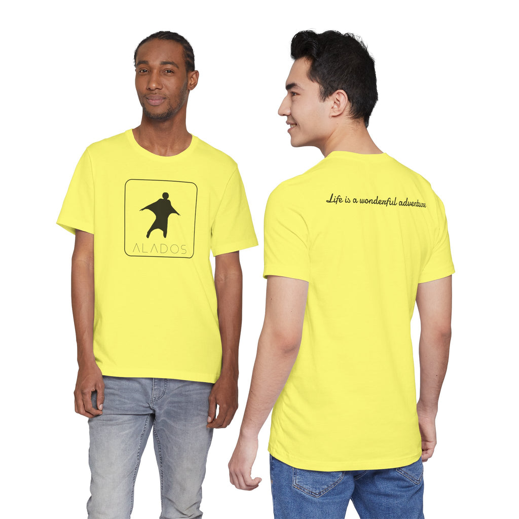 ALADOS.Inspiring Graphic Unisex T-Shirt for Explorers,Unique Design Tee,Motivational Gift for Friends. -Life is a wonderful adventure.-