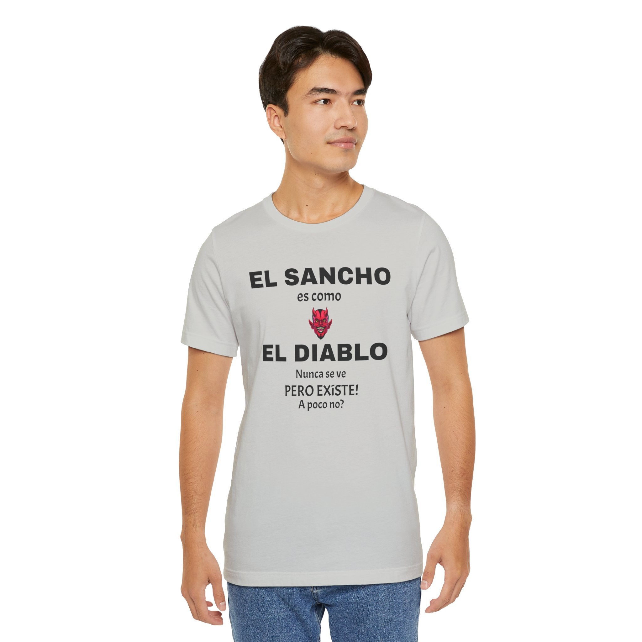 Funny T-shirt,Mexican Humor Shirt,Sarcastic Tee for Men,Latino Style T-shirt. 'El sancho es como el diablo'