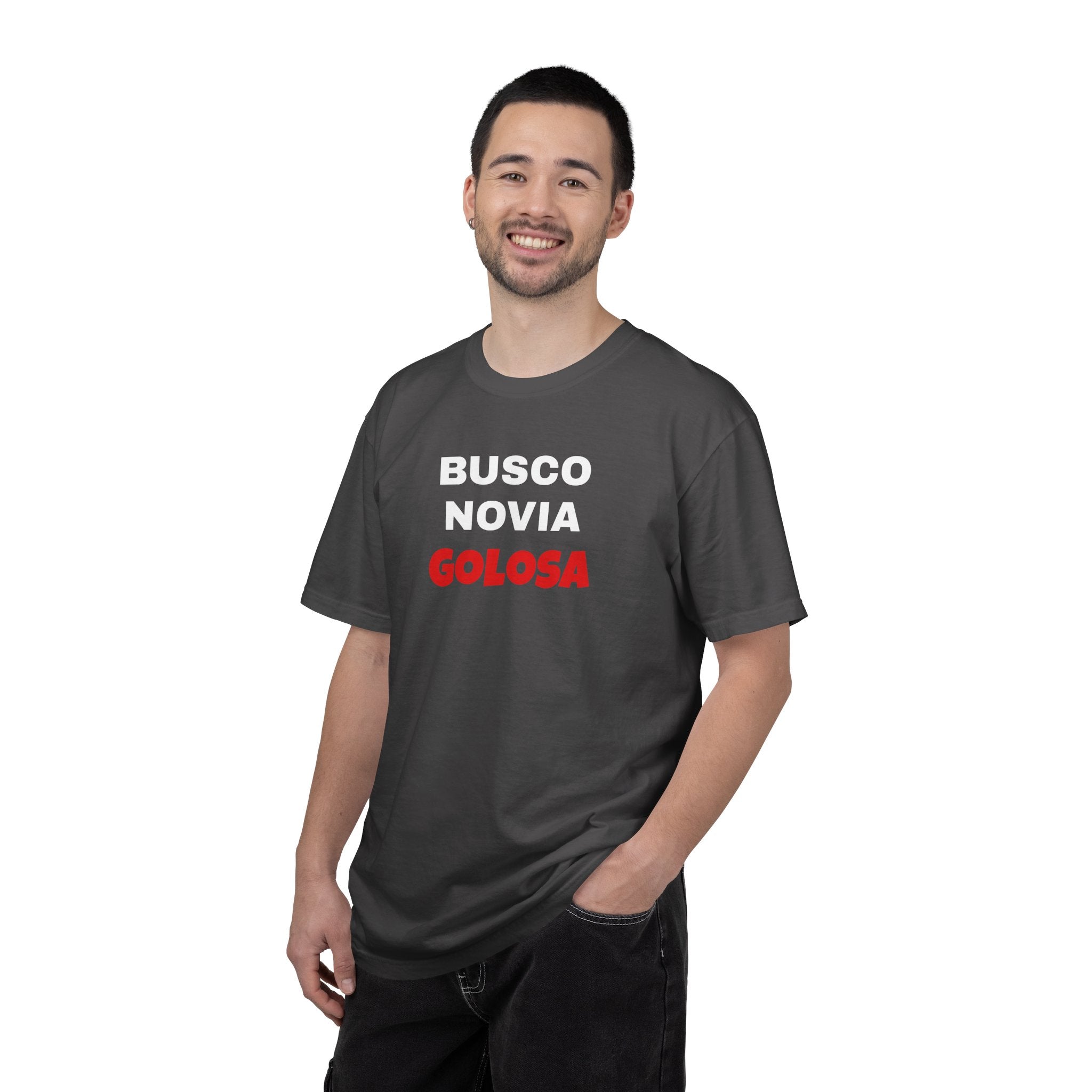 Retro style T shirt,Funny Latin Shirt — Humorous Latin Phrase Tee,Mexican Humor Tee. ' Busco Novia Golosa'