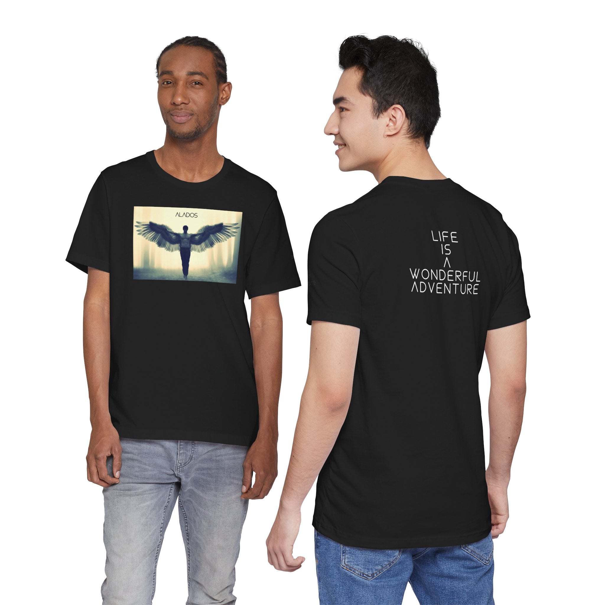 Angelic Wings Tee: Spiritual Unisex Jersey Shirt, Inspirational Gift, Motivational Wear, Ideal for Meditation, Unique Fashion