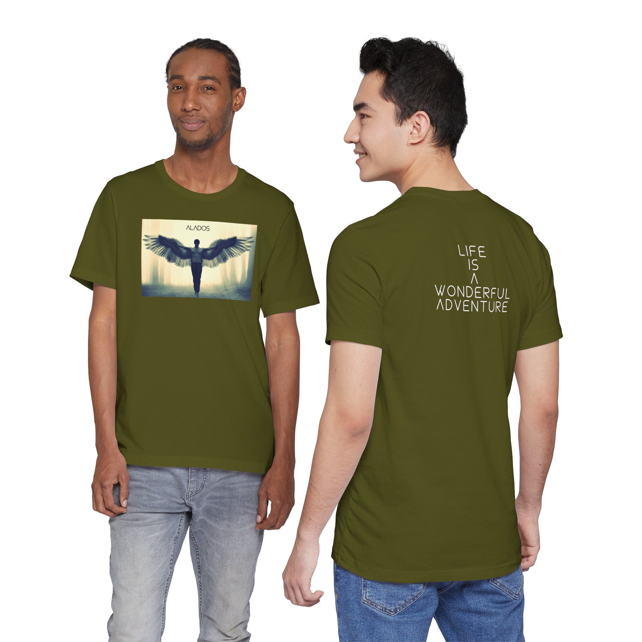 Angelic Wings Tee: Spiritual Unisex Jersey Shirt, Inspirational Gift, Motivational Wear, Ideal for Meditation, Unique Fashion