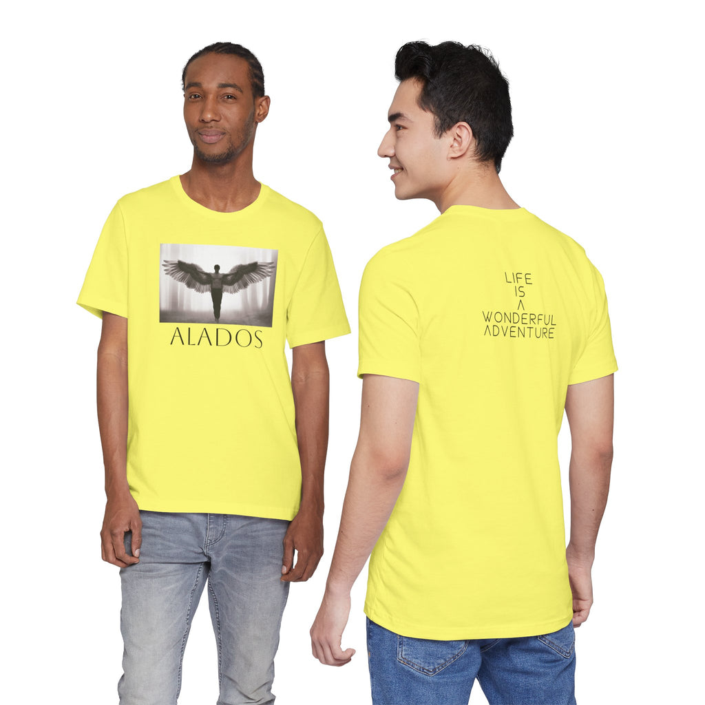 Alados Graphic Tee,Inspirational Unisex Jersey T-Shirt, Adventure Shirt, Angel Wing Shirt, Motivational Top, Gift for Dreamers
