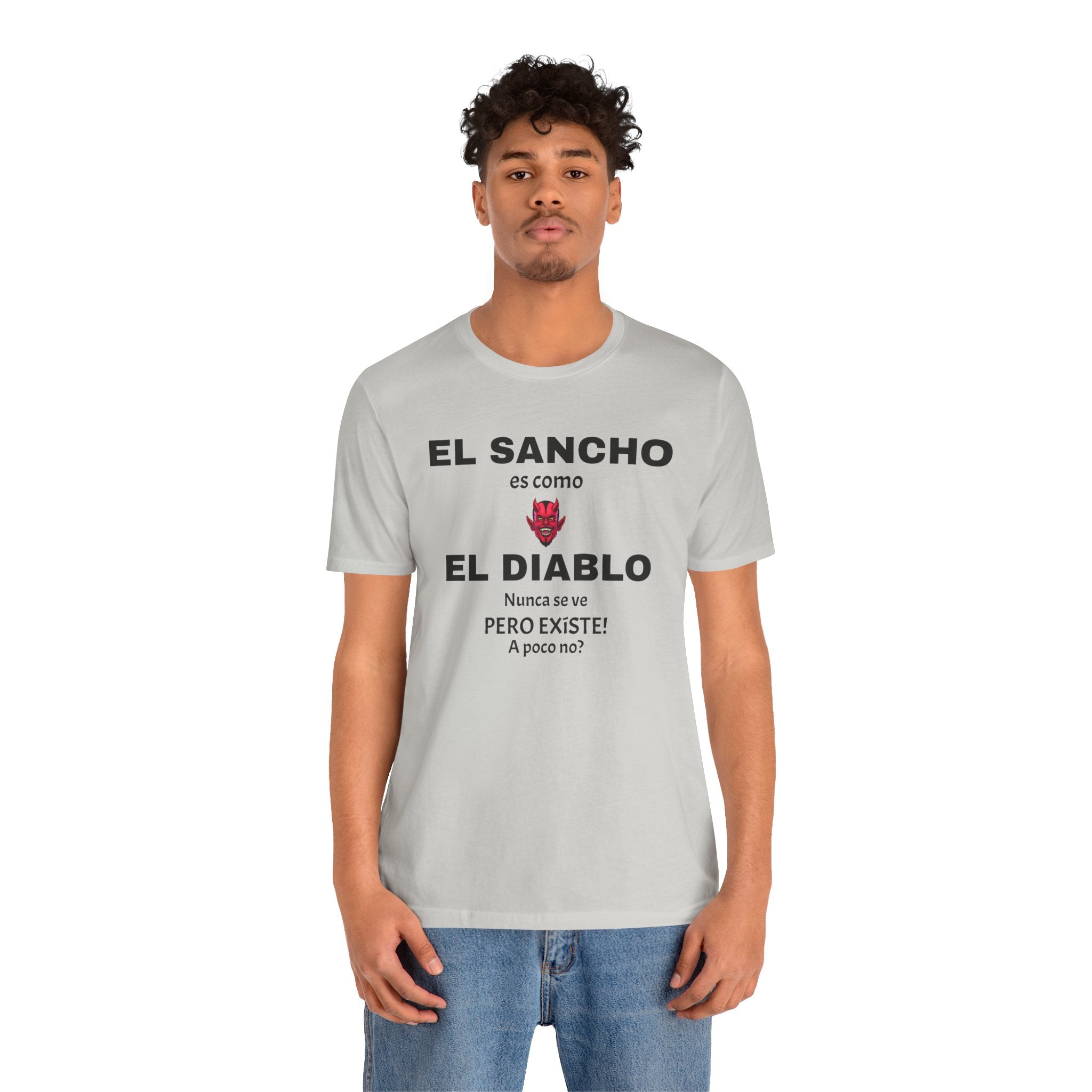 Funny T-shirt,Mexican Humor Shirt,Sarcastic Tee for Men,Latino Style T-shirt. 'El sancho es como el diablo'