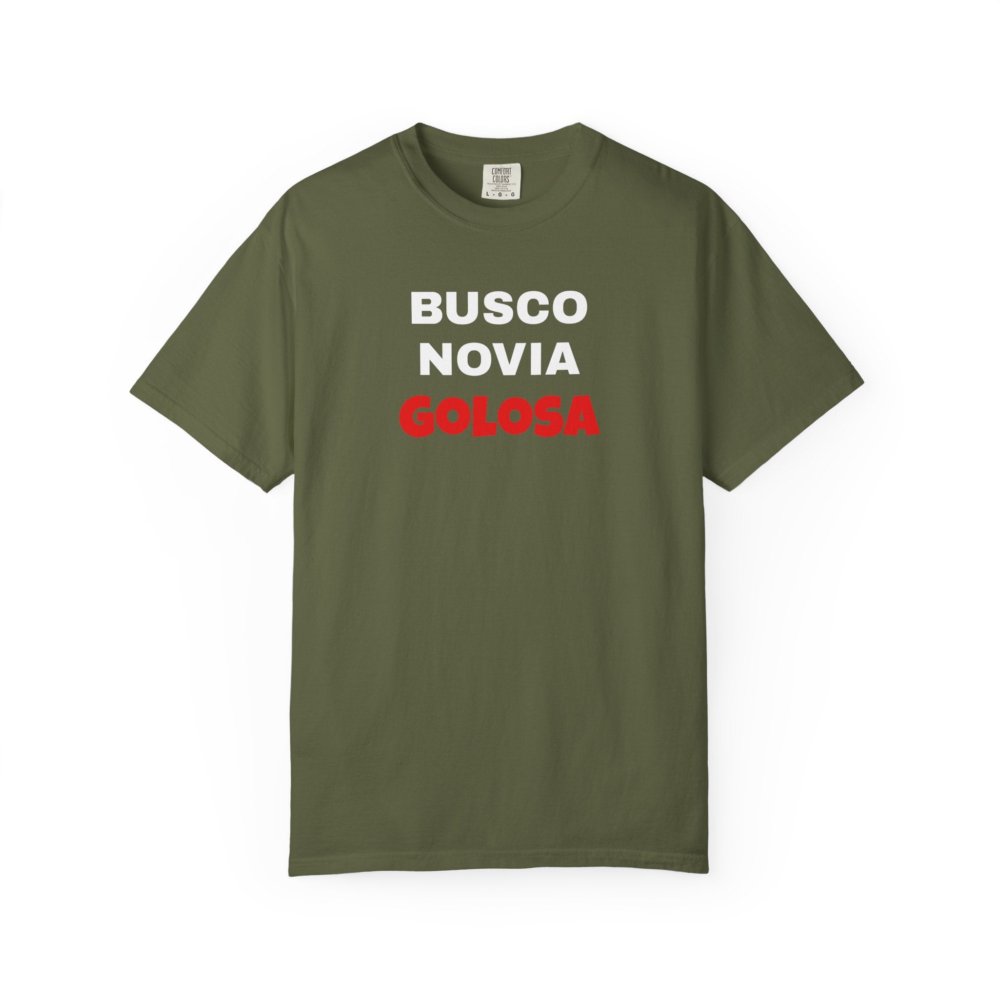 Retro style T shirt,Funny Latin Shirt — Humorous Latin Phrase Tee,Mexican Humor Tee. ' Busco Novia Golosa'