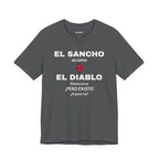Funny T-shirt,Mexican Humor Shirt,Sarcastic Tee for Men,Latino Style T-shirt. 'El sancho es como el diablo'
