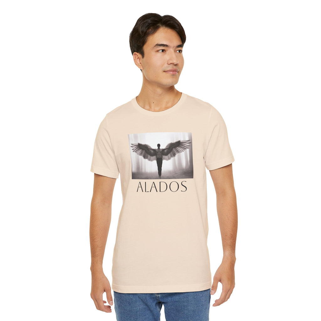 Alados Graphic Tee,Inspirational Unisex Jersey T-Shirt, Adventure Shirt, Angel Wing Shirt, Motivational Top, Gift for Dreamers