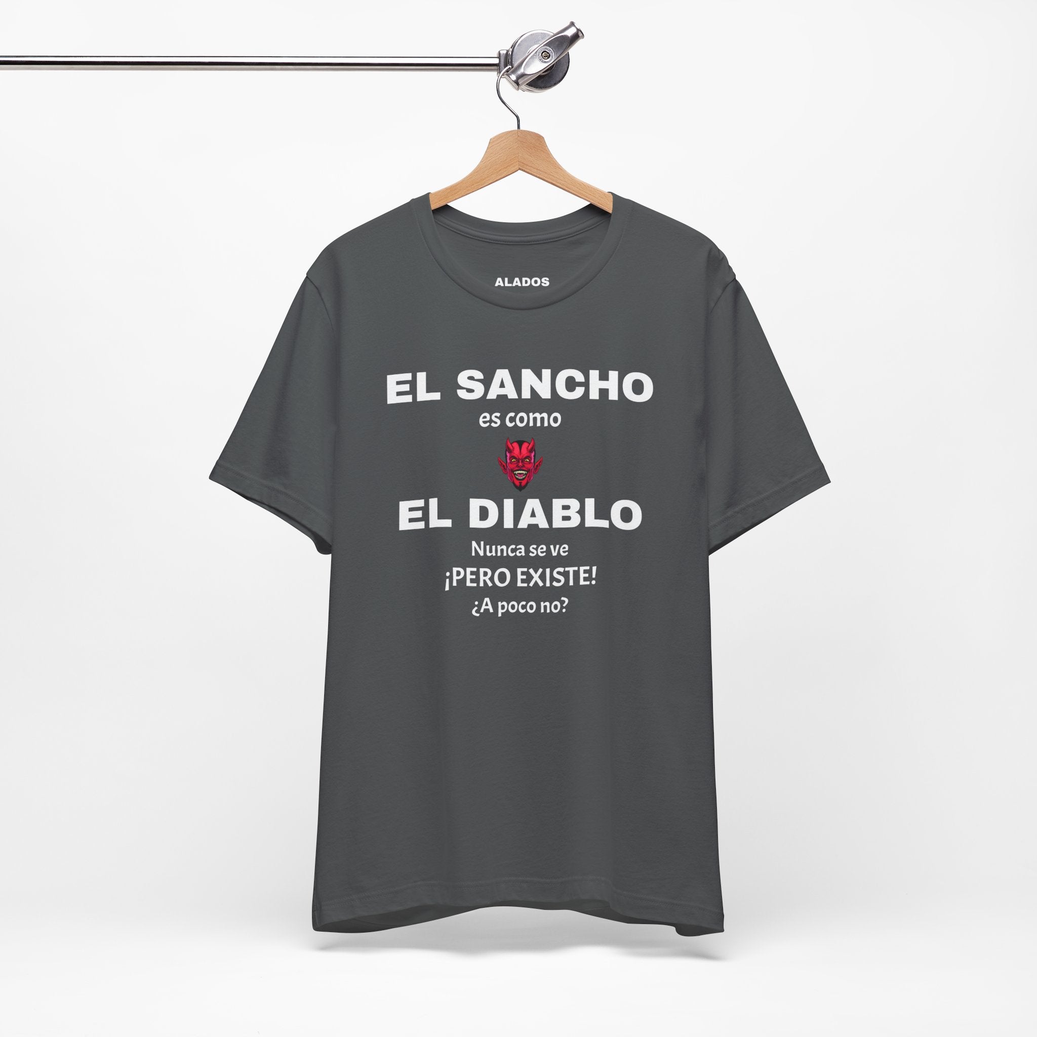 Funny T-shirt,Mexican Humor Shirt,Sarcastic Tee for Men,Latino Style T-shirt. 'El sancho es como el diablo'