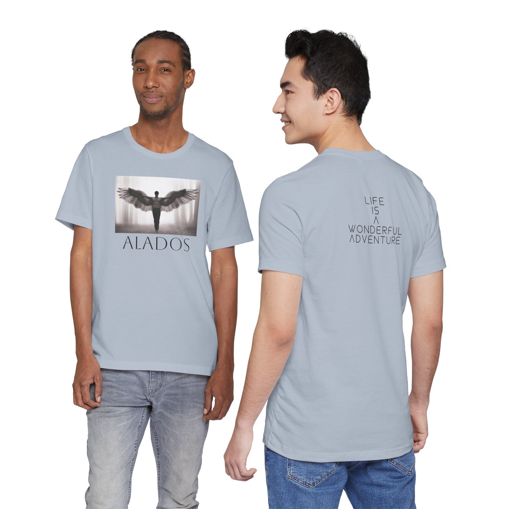 Alados Graphic Tee,Inspirational Unisex Jersey T-Shirt, Adventure Shirt, Angel Wing Shirt, Motivational Top, Gift for Dreamers
