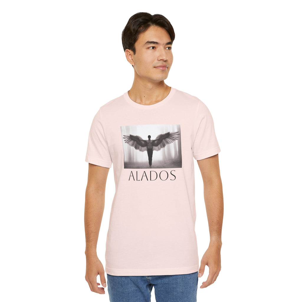 Alados Graphic Tee,Inspirational Unisex Jersey T-Shirt, Adventure Shirt, Angel Wing Shirt, Motivational Top, Gift for Dreamers