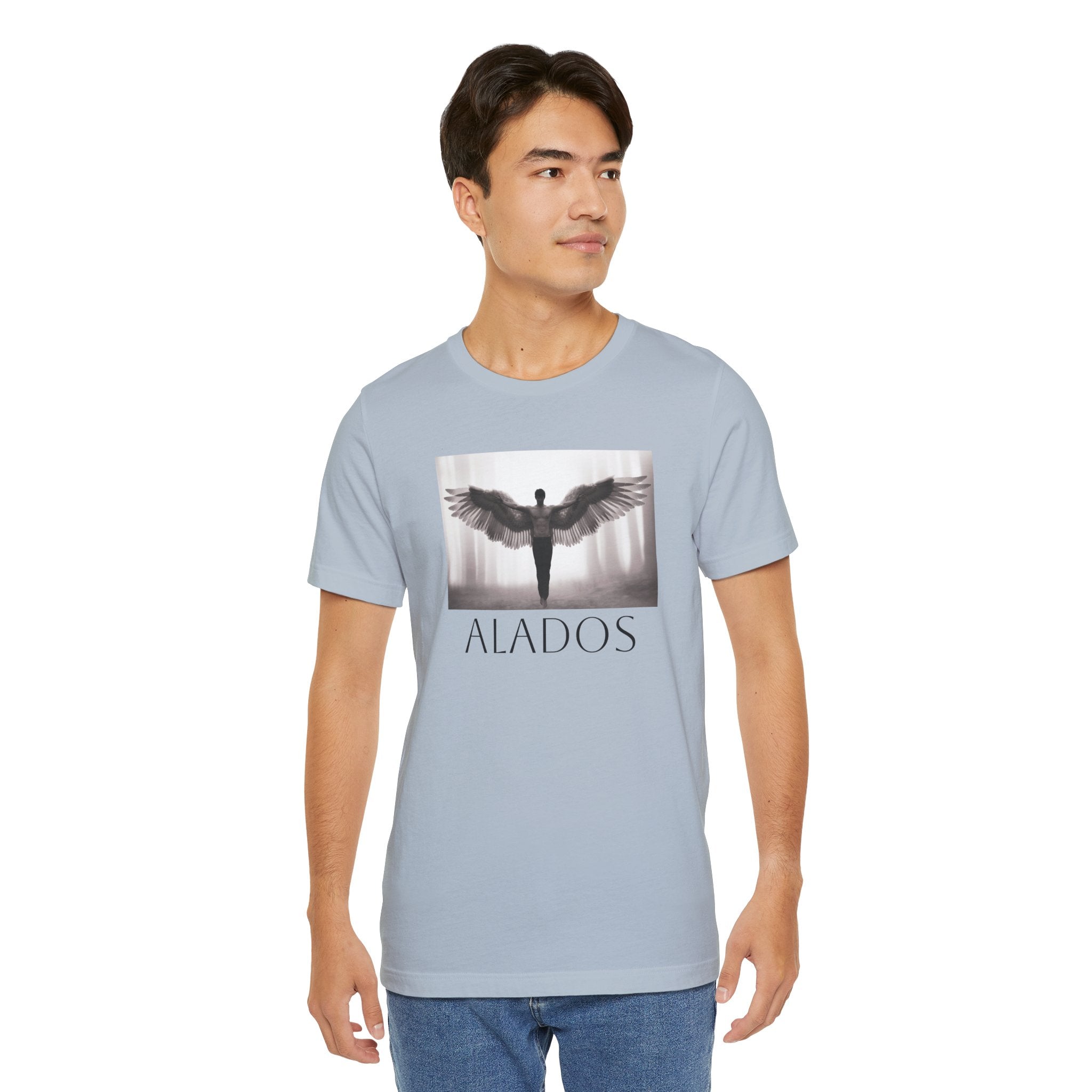 Alados Graphic Tee,Inspirational Unisex Jersey T-Shirt, Adventure Shirt, Angel Wing Shirt, Motivational Top, Gift for Dreamers