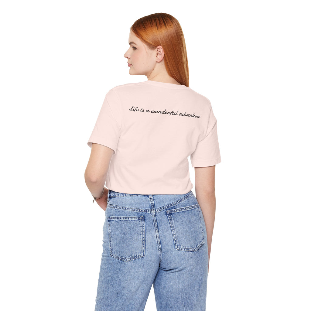 ALADOS.Inspiring Graphic Unisex T-Shirt for Explorers,Unique Design Tee,Motivational Gift for Friends. -Life is a wonderful adventure.-