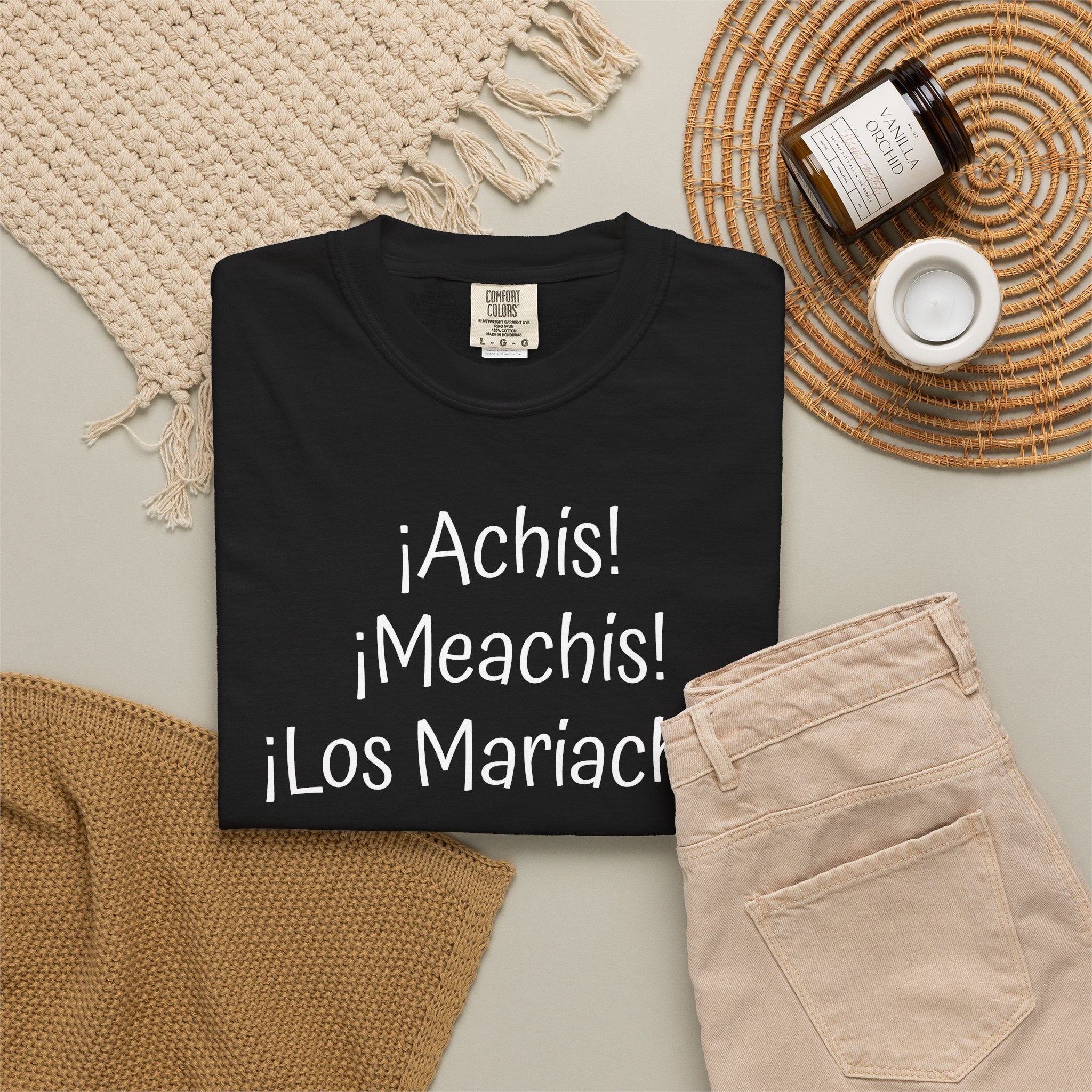 Mexican Humor Tee — Funny Spanish Graphic T-Shirt  'Achis Meachis Los Mariachis'