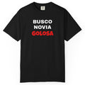 Retro style T shirt,Funny Latin Shirt — Humorous Latin Phrase Tee,Mexican Humor Tee. ' Busco Novia Golosa'
