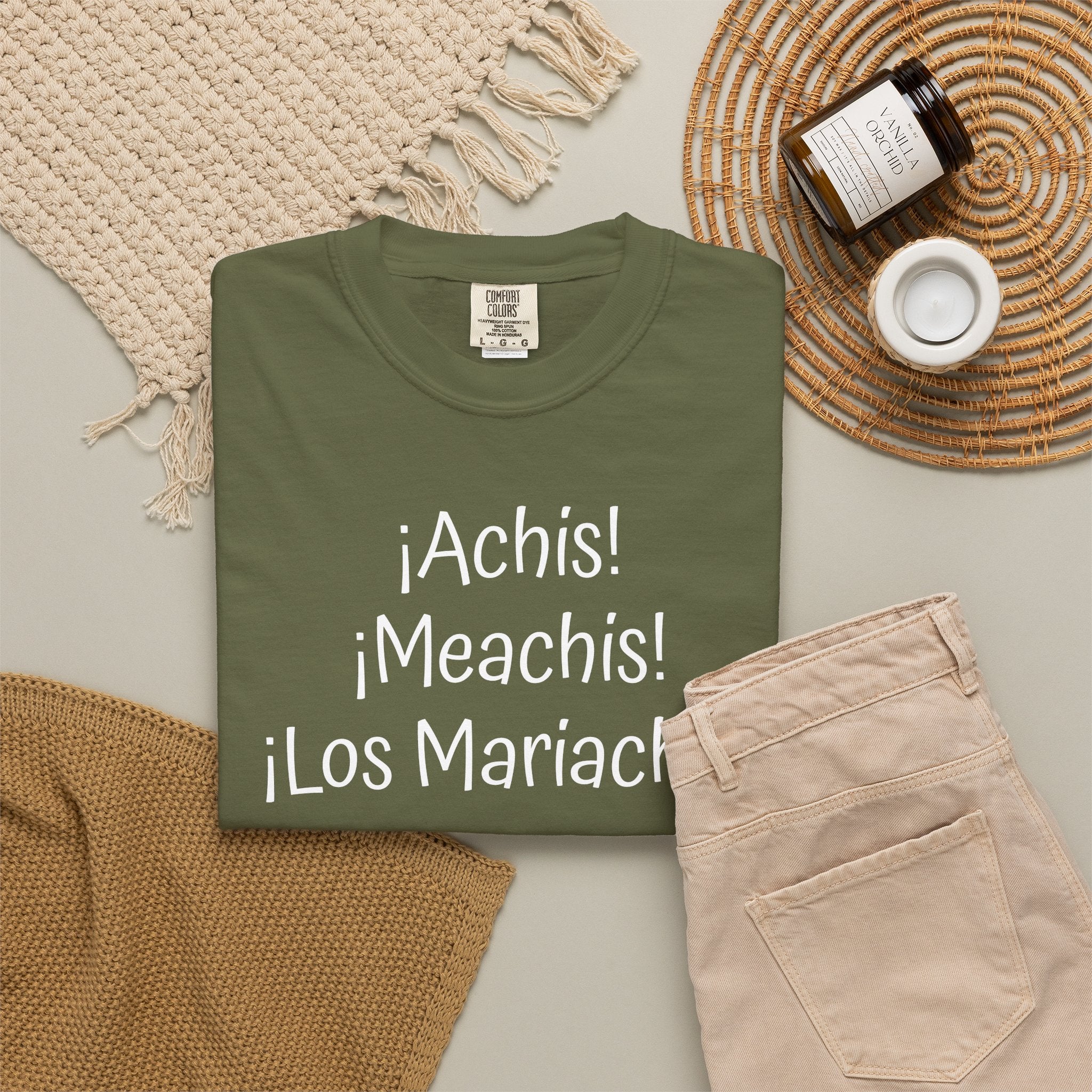 Mexican Humor Tee — Funny Spanish Graphic T-Shirt  'Achis Meachis Los Mariachis'