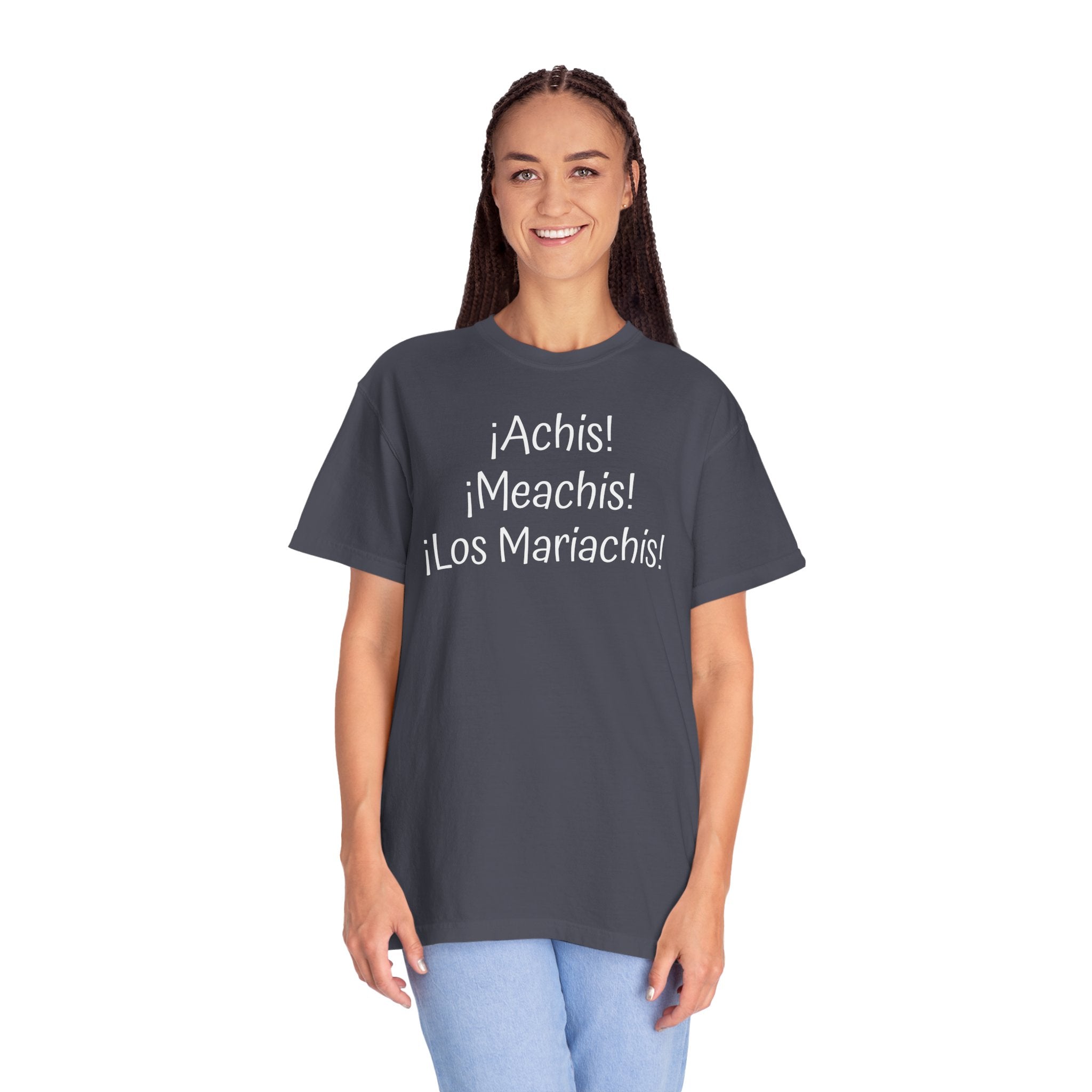 Mexican Humor Tee — Funny Spanish Graphic T-Shirt  'Achis Meachis Los Mariachis'