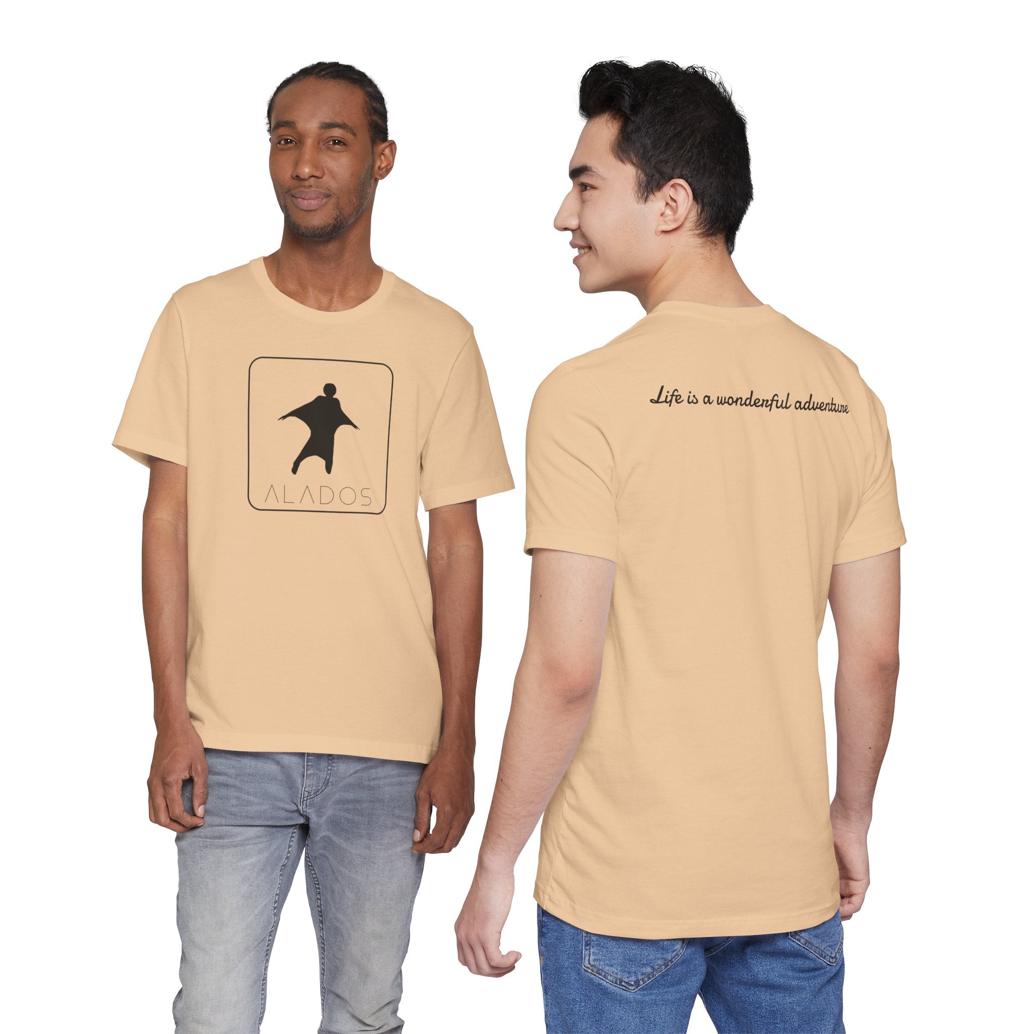 ALADOS.Inspiring Graphic Unisex T-Shirt for Explorers,Unique Design Tee,Motivational Gift for Friends. -Life is a wonderful adventure.-