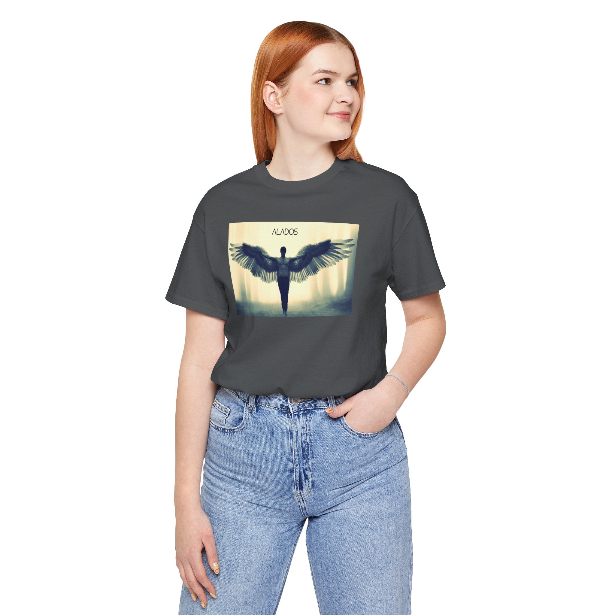 Angelic Wings Tee: Spiritual Unisex Jersey Shirt, Inspirational Gift, Motivational Wear, Ideal for Meditation, Unique Fashion