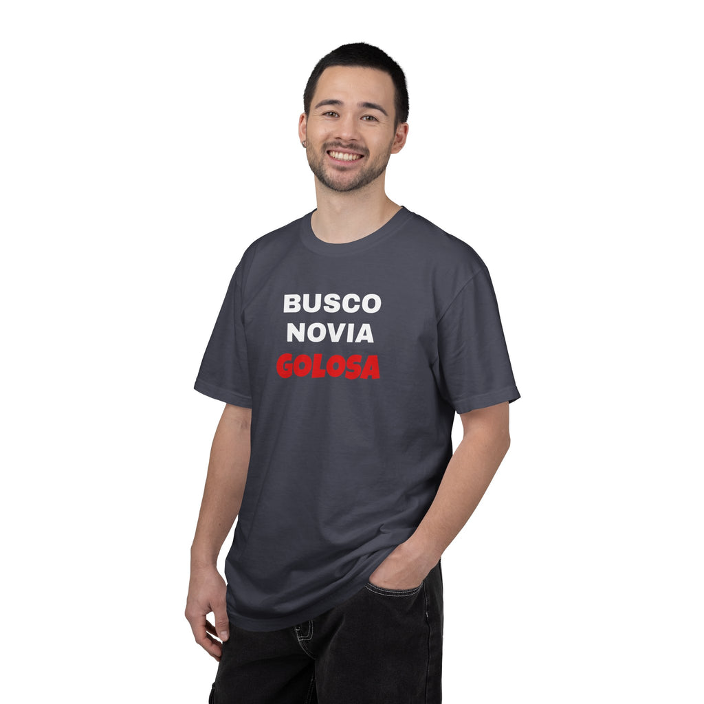 Retro style T shirt,Funny Latin Shirt — Humorous Latin Phrase Tee,Mexican Humor Tee. ' Busco Novia Golosa'