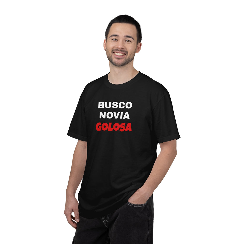 Retro style T shirt,Funny Latin Shirt — Humorous Latin Phrase Tee,Mexican Humor Tee. ' Busco Novia Golosa'
