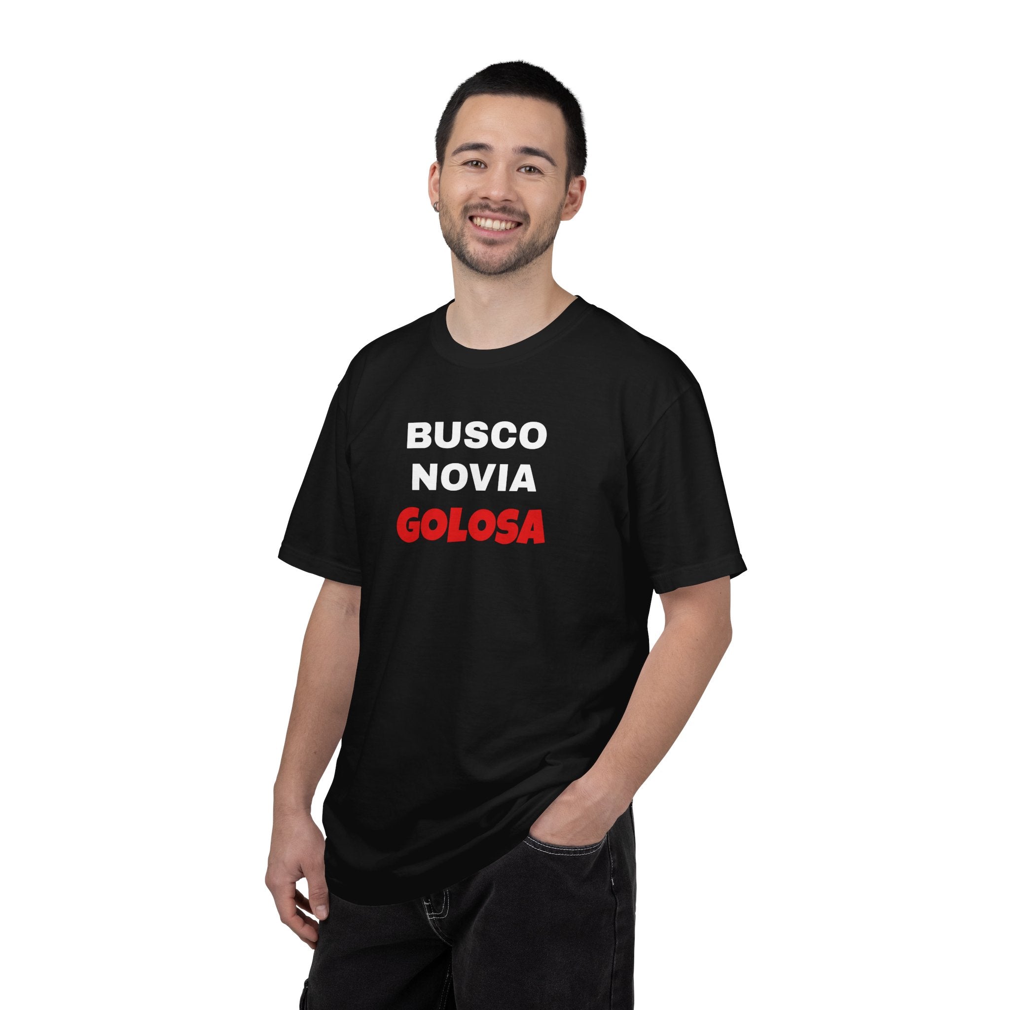 Retro style T shirt,Funny Latin Shirt — Humorous Latin Phrase Tee,Mexican Humor Tee. ' Busco Novia Golosa'