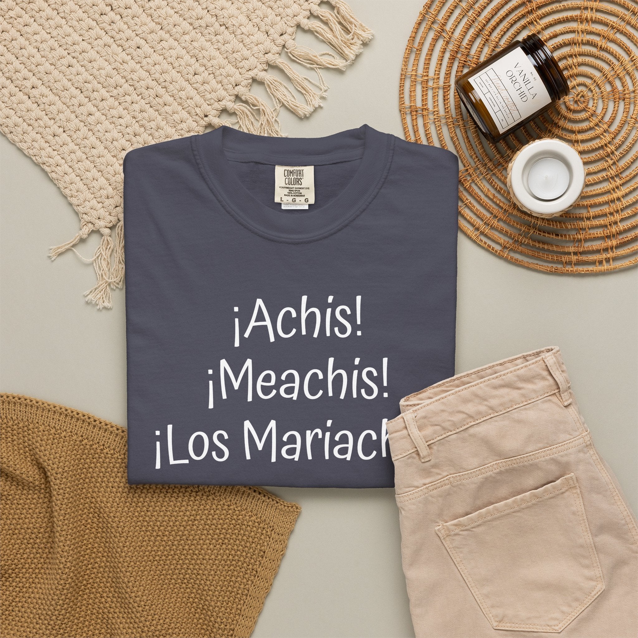Mexican Humor Tee — Funny Spanish Graphic T-Shirt  'Achis Meachis Los Mariachis'