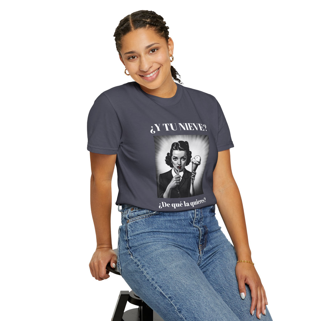 Funny Women's T-Shirt, Cute Shirt, Sarcastic Quote Top, Novelty Shirt, Humorous Clothing.¿Y tu nieve...?