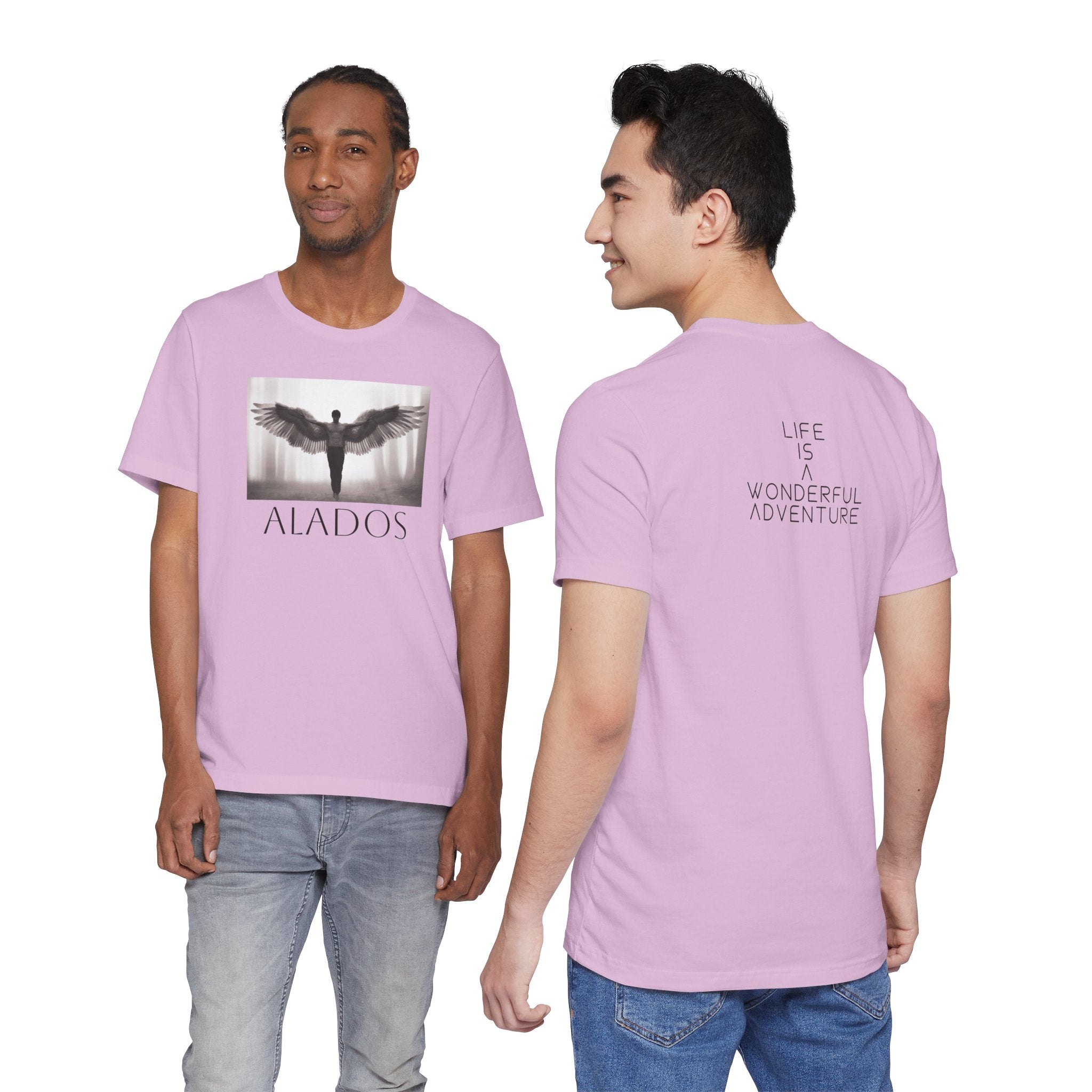 Alados Graphic Tee,Inspirational Unisex Jersey T-Shirt, Adventure Shirt, Angel Wing Shirt, Motivational Top, Gift for Dreamers