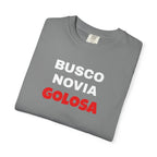 Retro style T shirt,Funny Latin Shirt — Humorous Latin Phrase Tee,Mexican Humor Tee. ' Busco Novia Golosa'